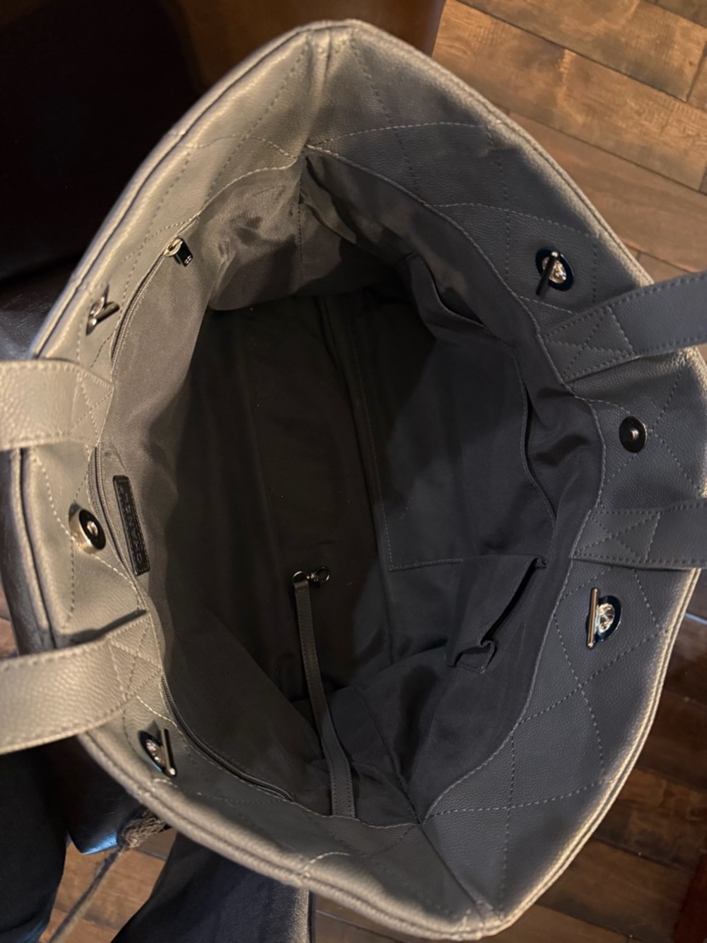 CHANEL Gray Quilted Caviar Leather Tote with Chain Straps - Picture 4 of 12